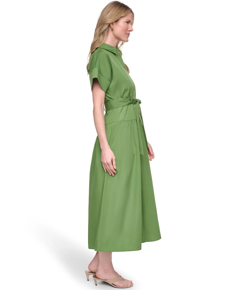 Jessica Howard Women's Cotton Poplin Shirt Dress