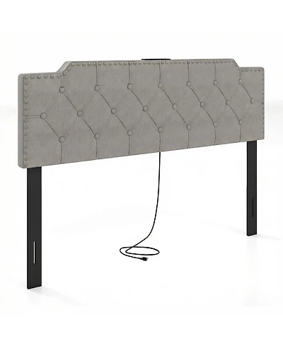 Slickblue Upholstered Bed Headboard with Rivet Accents and Tufted Soft Padded Design