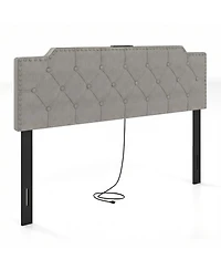 Slickblue Upholstered Bed Headboard with Rivet Accents and Tufted Soft Padded Design