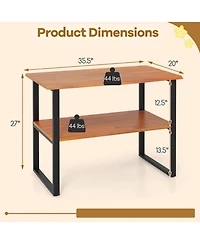 Slickblue Teak Wood Side Table 2 Tier End Table for Living Room Sofa Hallway Laundry