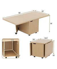 Slickblue Extendable Coffee Table with Foldable Design and Storage Cabinet for Living Room
