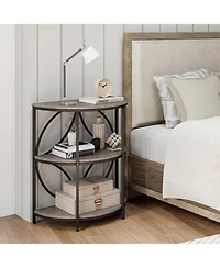 Slickblue Narrow End Tables Set of 2 with Strong Metal Frame and Multi-Tier Storage Shelves