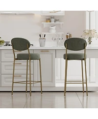 Flynama 29" Upholstered Faux Leather Bar Stools Set of 2 with Metal Legs