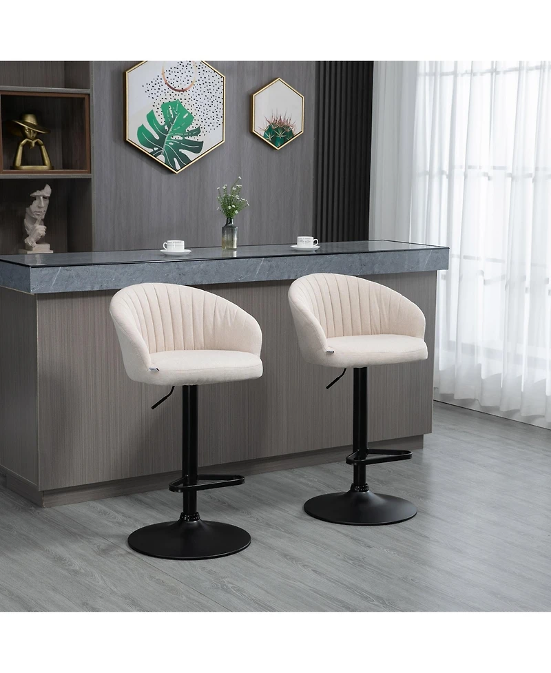 flynama Adjustable Swivel Bar Stools Set of 2, Linen Touch Fabric