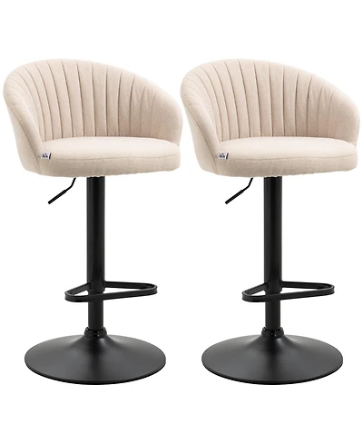 flynama Adjustable Swivel Bar Stools Set of 2, Linen Touch Fabric