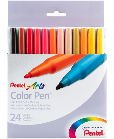 Pentel Arts Color Pen Fine Point Color Markers 36/Pkg-Assorted Colors