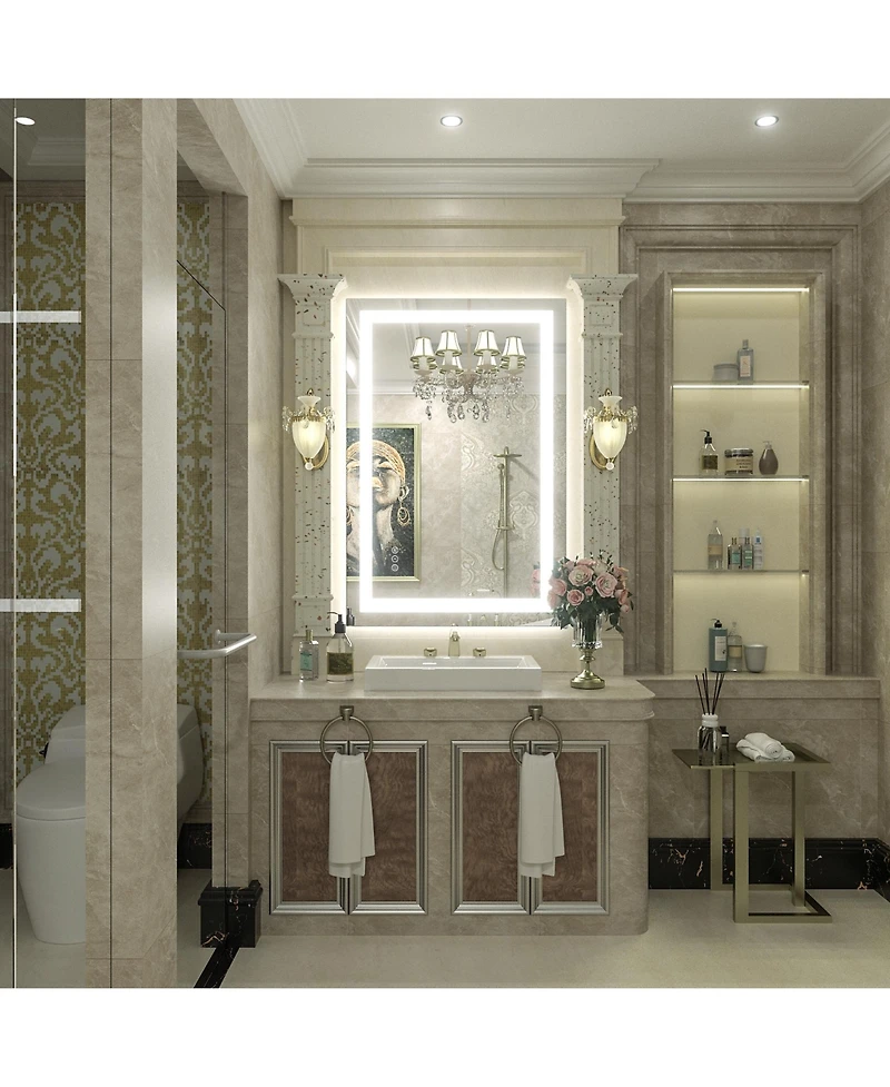 Apmir 24" x 36" Super Bright Front and Back Led Lighted Anti-Fog Tempered Glass Bathroom/Vanity Mirror with Etl and 3-Year Warranty