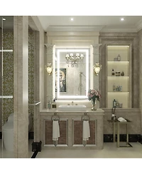 Apmir 24" x 36" Super Bright Front and Back Led Lighted Anti-Fog Tempered Glass Bathroom/Vanity Mirror with Etl and 3-Year Warranty