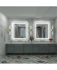 Apmir 32" x 36" Super Bright Front and Back Led Lighted Anti-Fog Tempered Glass Bathroom/Vanity Mirror with Etl and 3-Year Warranty