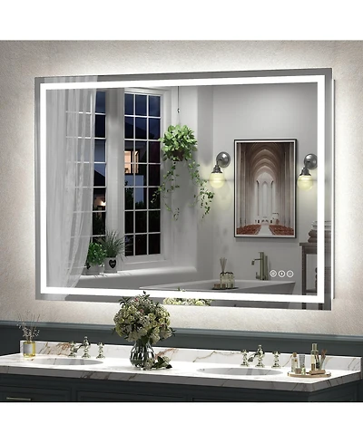 Apmir 51" x 36" Super Bright Front and Back Led Lighted Anti-Fog Tempered Glass Bathroom/Vanity Mirror with Etl and 3-Year Warranty