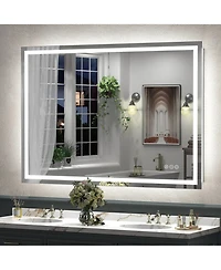 Apmir 51" x 36" Super Bright Front and Back Led Lighted Anti-Fog Tempered Glass Bathroom/Vanity Mirror with Etl and 3-Year Warranty