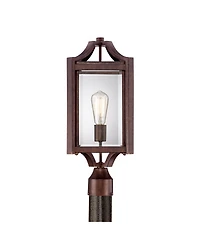 Franklin Iron Works Rockford Rustic Farmhouse Outdoor Post Light Bronze Iron 20 Clear Beveled Glass for Exterior Barn Deck House Porch Yard Patio