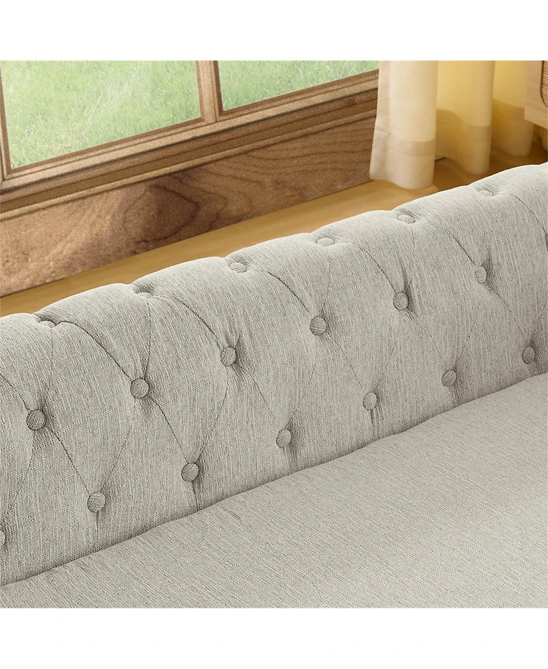 Clihome Elevated Dog Sofa Bed, 55 Inch Durable Linen Fabric Pet Couch for Big and Oversized Dogs