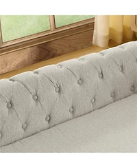 Clihome Elevated Dog Sofa Bed, 55 Inch Durable Linen Fabric Pet Couch for Big and Oversized Dogs