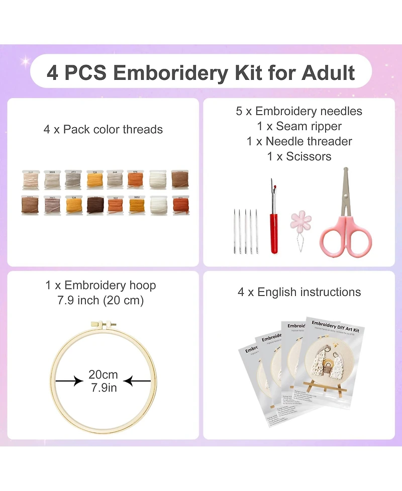 Gnuadz Embroidery Kit Adult Beginner Religion Pattern Hand Stitching Diy Sewing Box