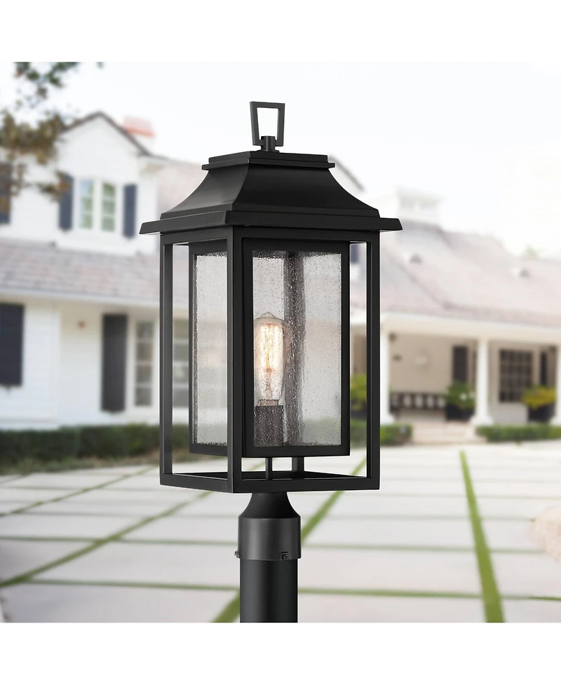 John Timberland Cecile 23 High Mission Outdoor Post Mount Light Fixture Pole Porch House Box Lantern Weatherproof Clear Glass Shade