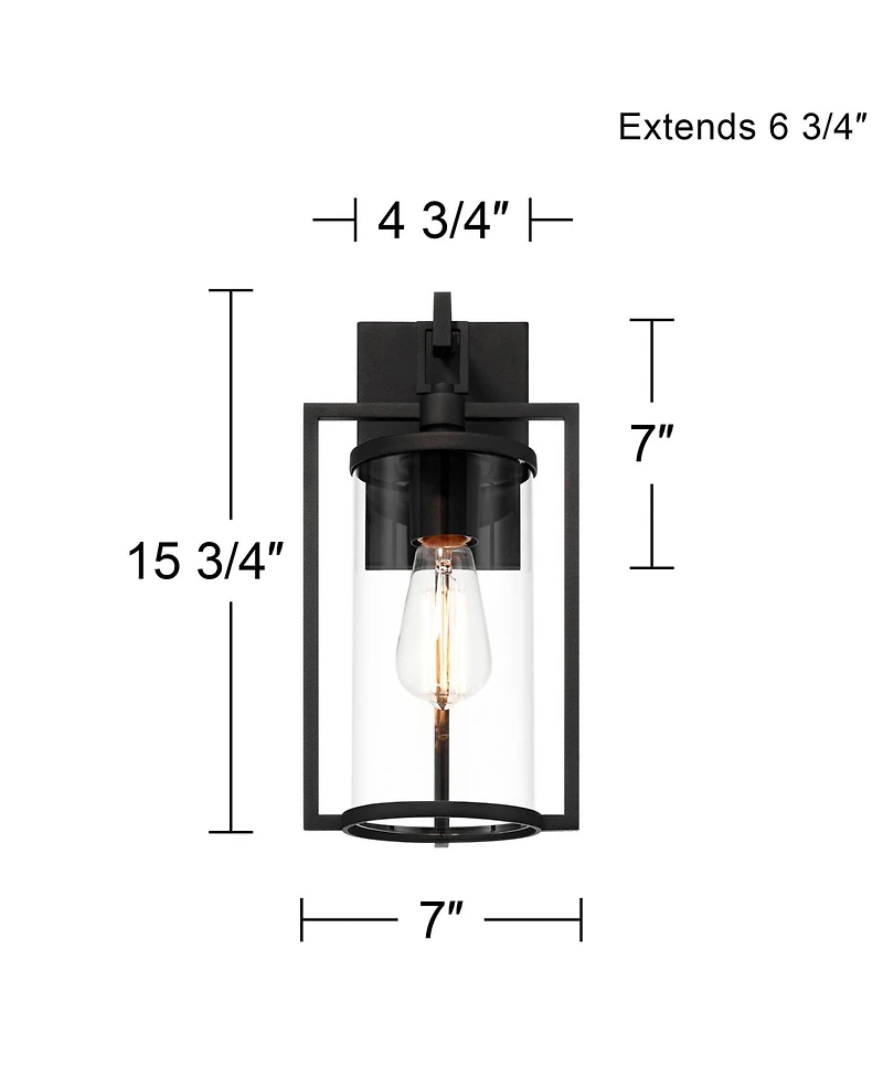John Timberland Rennes 15 High Modern Outdoor Wall Light Fixture Mount Porch House Exterior Set of 2 Clear Glass Shade