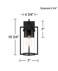 John Timberland Rennes 15 High Modern Outdoor Wall Light Fixture Mount Porch House Exterior Set of 2 Clear Glass Shade