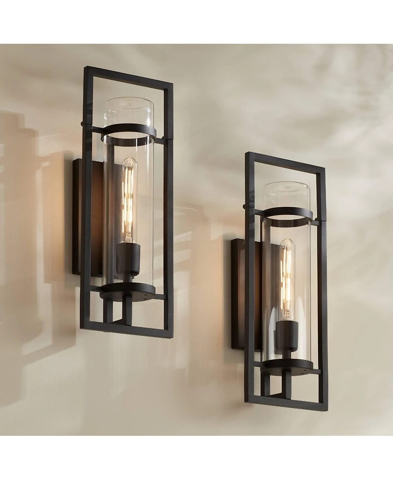 Possini Euro Design Castello High Modern Outdoor Wall Light Fixture Mount Porch House Set of 2 Marine Grade Finish