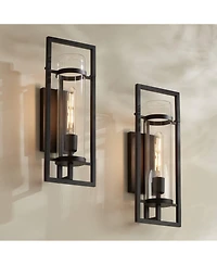 Possini Euro Design Castello High Modern Outdoor Wall Light Fixture Mount Porch House Set of 2 Marine Grade Finish