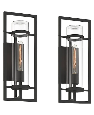 Possini Euro Design Castello High Modern Outdoor Wall Light Fixture Mount Porch House Set of 2 Marine Grade Finish