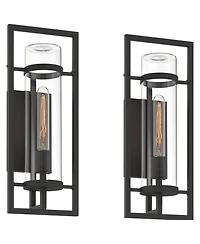 Possini Euro Design Castello High Modern Outdoor Wall Light Fixture Mount Porch House Set of 2 Marine Grade Finish