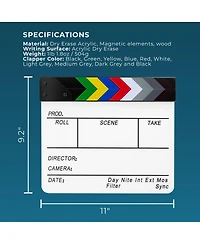Clar 9-Section Acrylic Production Slate with Color Clapper Sticks (9.25 x 11")