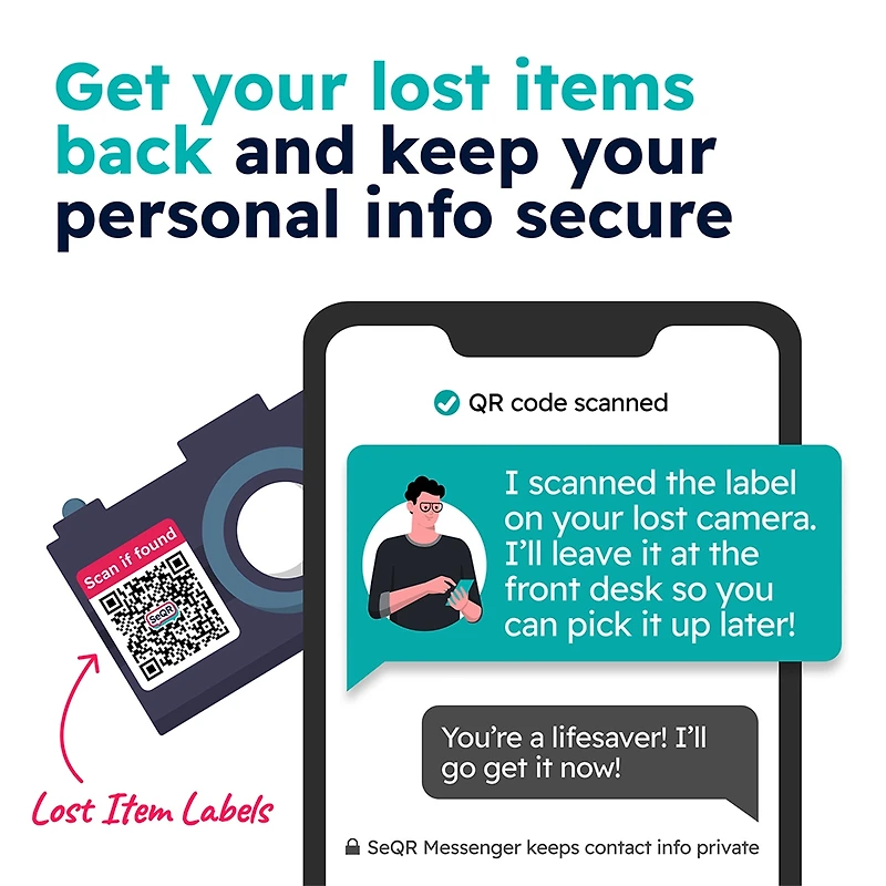 SeQR Contact Lost Item Labels 6-Pack
