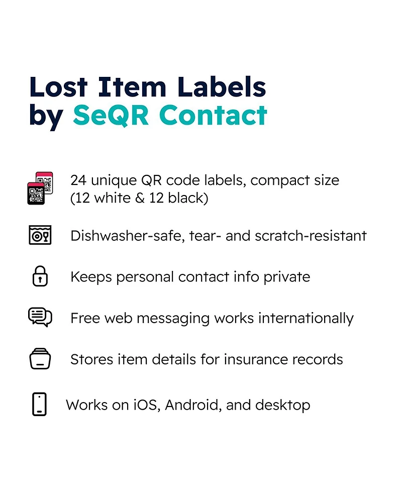 SeQR Contact Lost Item Labels 24-Pack