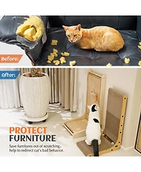 Aronkl Cat Scratcher Sisal Ramp L Shape Scratch Pad Indoor Cats Wall Furniture Protector Large