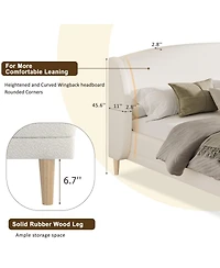 Streamdale Furniture Boucle Platform Bed with Wingback Headboard
