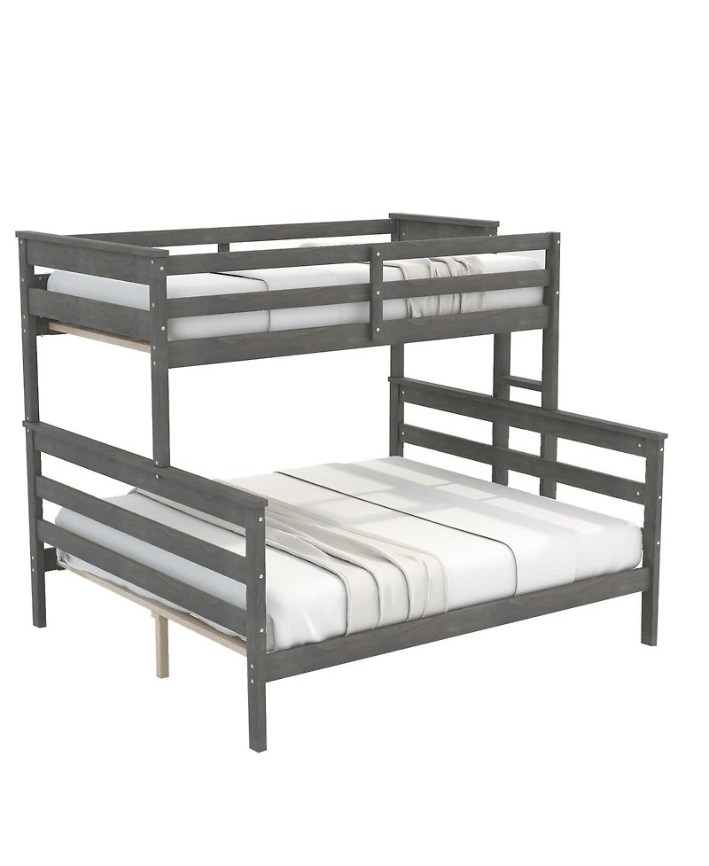 Streamdale Furniture Wood Twin Xl over Queen Bunk Bed with Ladder