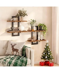 Yigii Double-Layer Floating Shelves for Home Decor, Capacity, Easy Install, Versatile Use