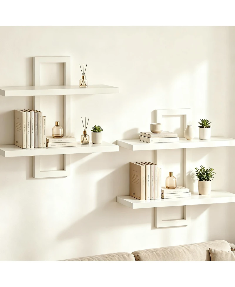 Yigii Double-Layer Floating Shelves for Home Decor, Capacity, Easy Install, Versatile Use