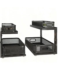 Yigii 2-Tier Under Cabinet Organizer with Ball-Bearing Slides for Easy Access & Adjustable Height