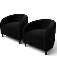 gaomon Accent Chair Set of 2 Living Room Chairs Barrel Boucle Chairs Comfy Armchairs for Bedroom Reading Room Reception Chairs