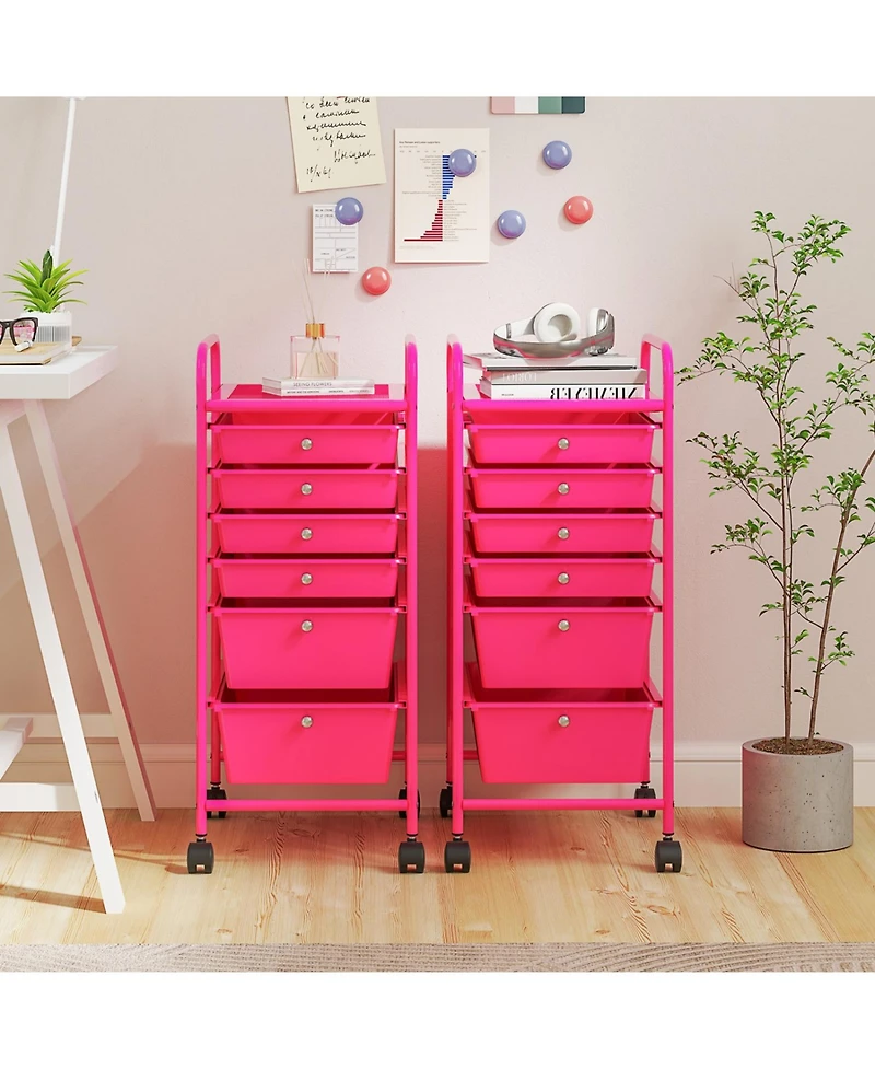 Slickblue 6 Drawer Rolling Storage Cart Organizer Multifunctional