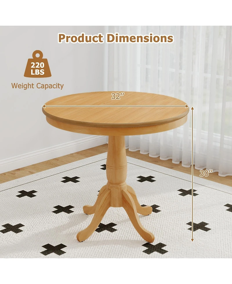 Slickblue Round Wooden Pedestal Side Table, Pub Style Accent Table for Living Room