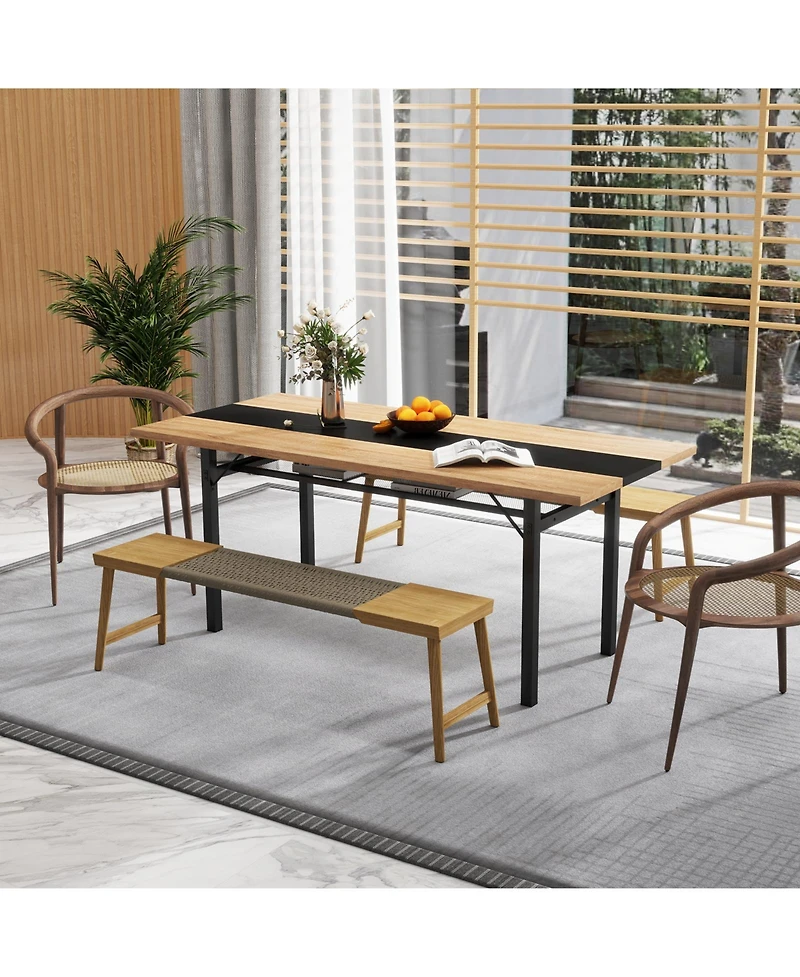 Slickblue 6 Foot Dining Table with Heavy Duty Metal Frame Seats 6-8