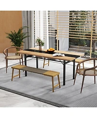 Slickblue 6 Foot Dining Table with Heavy Duty Metal Frame Seats 6-8