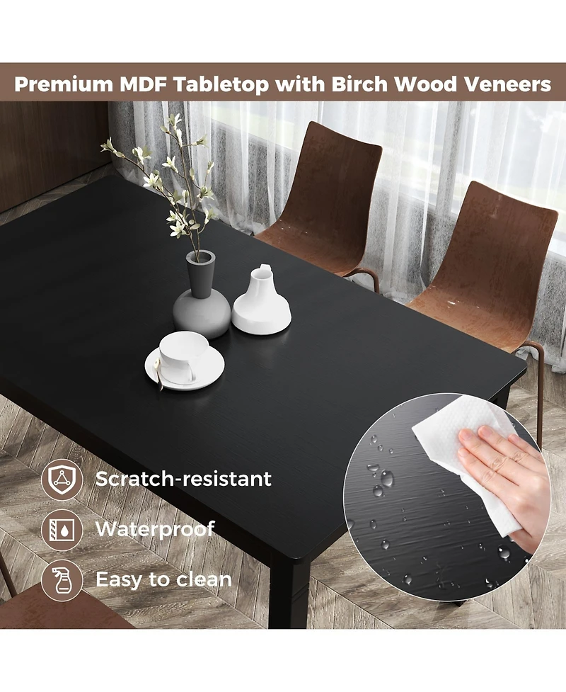 Slickblue 48 Inches Kitchen Dining Table Wood for 4 Rubber Wood Legs