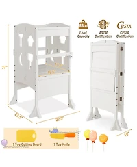 Gouun Kids Folding Kitchen Step Stool 3-10 with Safety Rails