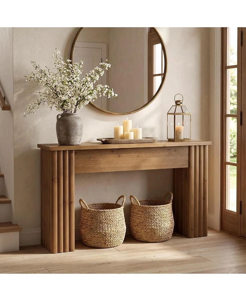 Tribesigns 63 Inches Solid Wood Console Table, Farmhouse Long Sofa Table