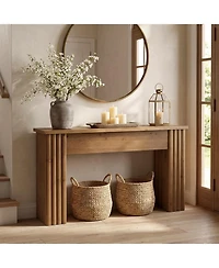Tribesigns 63 Inches Solid Wood Console Table, Farmhouse Long Sofa Table