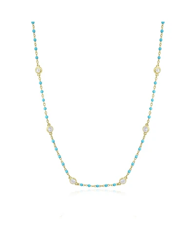 The Lovery Light Enamel Bead Cz Chain Necklace 14K Gold-Plated Sterling Silver