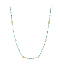 The Lovery Light Enamel Bead Cz Chain Necklace 14K Gold-Plated Sterling Silver