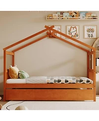 Sailvan Wooden House Bed withTrundle