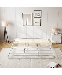 homfan Metal Platform Bed Frame with Arch Headboard and Footboard, Low Profile Steel Slat Support