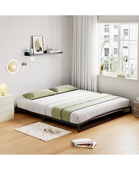homfan Metal Platform Bed Frame with Arch Headboard and Footboard, Low Profile Steel Slat Support