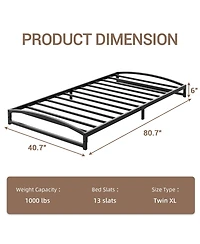 homfan Metal Platform Bed Frame with Arch Headboard and Footboard, Low Profile Steel Slat Support